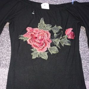 Black long sleeve with 3D flowers